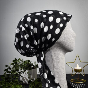 Siyah Beyaz Puantiye Desen Soft Eşarp Bone