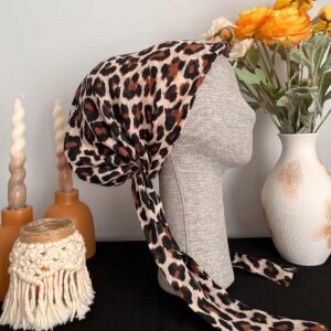 Siyah Kahverengi Leopar Desen Tülbent Bone