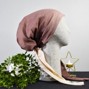 Kahverengi Geçişli Tülbent Eşarp Bone