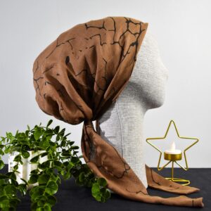 Kahverengi Mermer Desen Tülbent Bone